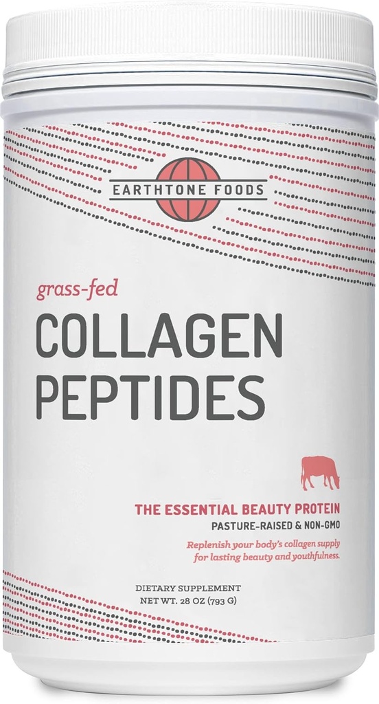 EARTHTONE Peptides Powder Colagen Fed 28 oz Alimente - Hidrolized, Non-GMO - Nearomat - pentru femei și bărbați - Supliment de proteine naturale - Paleo și Keto prietenos