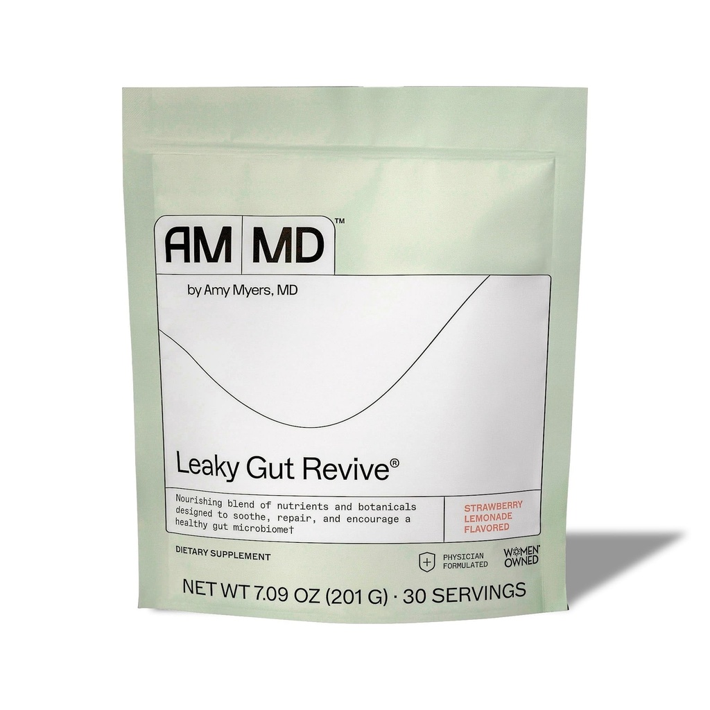 Amy Myers MD Leaky Gut Revive - Gluten-Free & non-Dairy - Blend botanic pentru suport sănătos Gut - GI Suport de sănătate cu fibre prebiotice - Lemonade căpșuni, 7.09 oz (30 Servings)