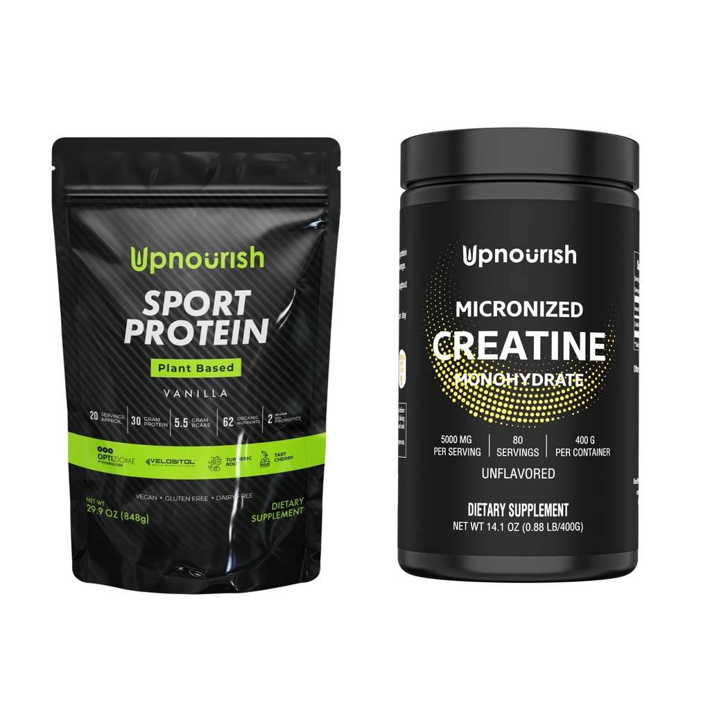 UpNourish Vegan Sport Proteina Vanilie și Micronizat Creatina