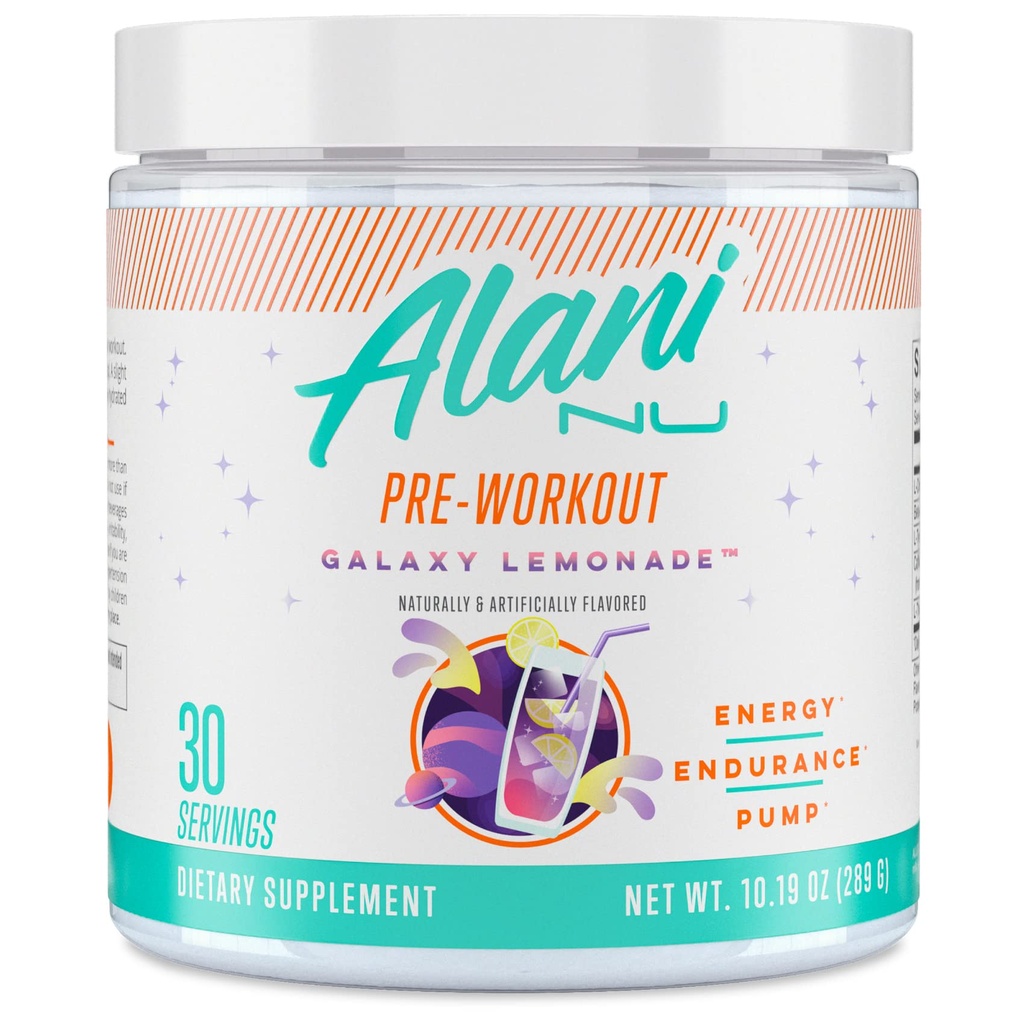 Alani Nu Pre Antrenament pulbere GLAXAY Limonadă, Amino Energy Boost, Endurance Supplement, Sugar Free, 200mg Cafeina, L-Theanine, Beta-Alanină, L-Citrulline, 30 Serviri