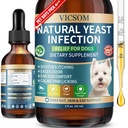 VICSOM Natural Dog Tratamentul infectiei cu dungi pentru câini, Mâncărime Piele & tratament ureche Suport natural Alergie Relief, Dog Drojdie Infectie Relief, Suport Iritație, Mâncărime & Inflamație 60ml