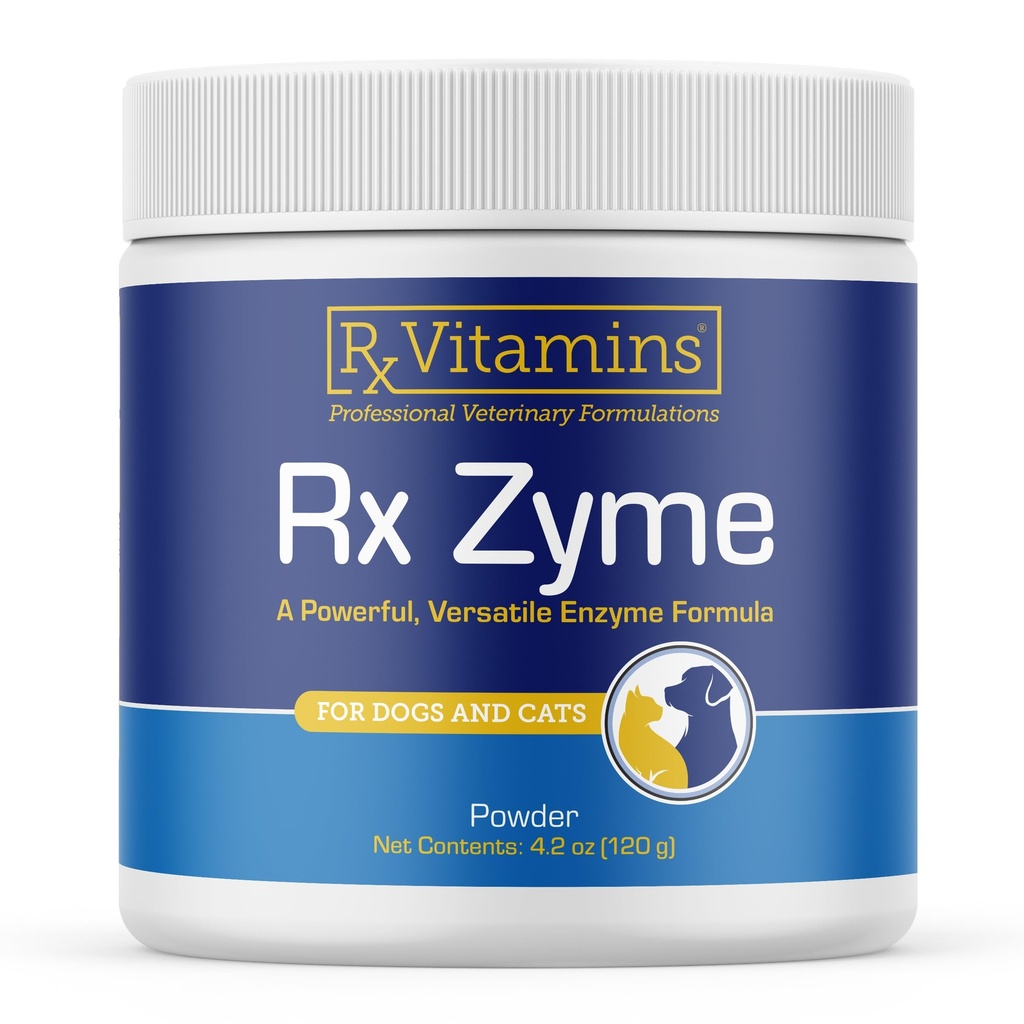 Rx Vitamine Rx Zyme pulbere - Enzime digestive pentru câini și pisici - Anti Diaree pentru câini, Constipație Cat Relief, Anti-Bloating - Cat Digestive Support și Dog Gut Health - 120g