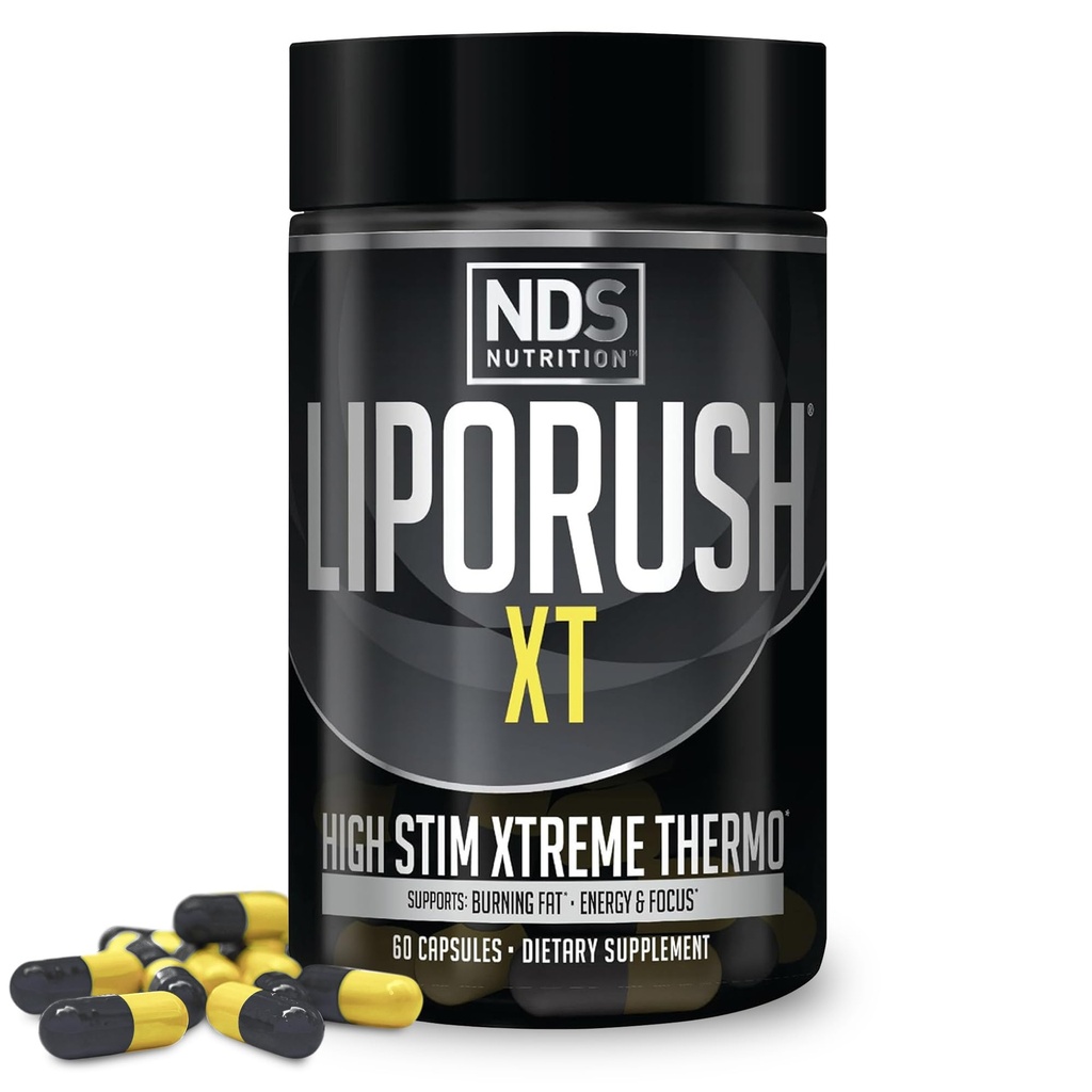 LIPORUSH NDS Nutrition XT - Super concentrat termogenic cu L-Carnitina si Teacrina pentru Shredding Fat - suporta energie maxima, focalizare, Calorie Burning, Diuretic, Appetite Control (60 capsule)