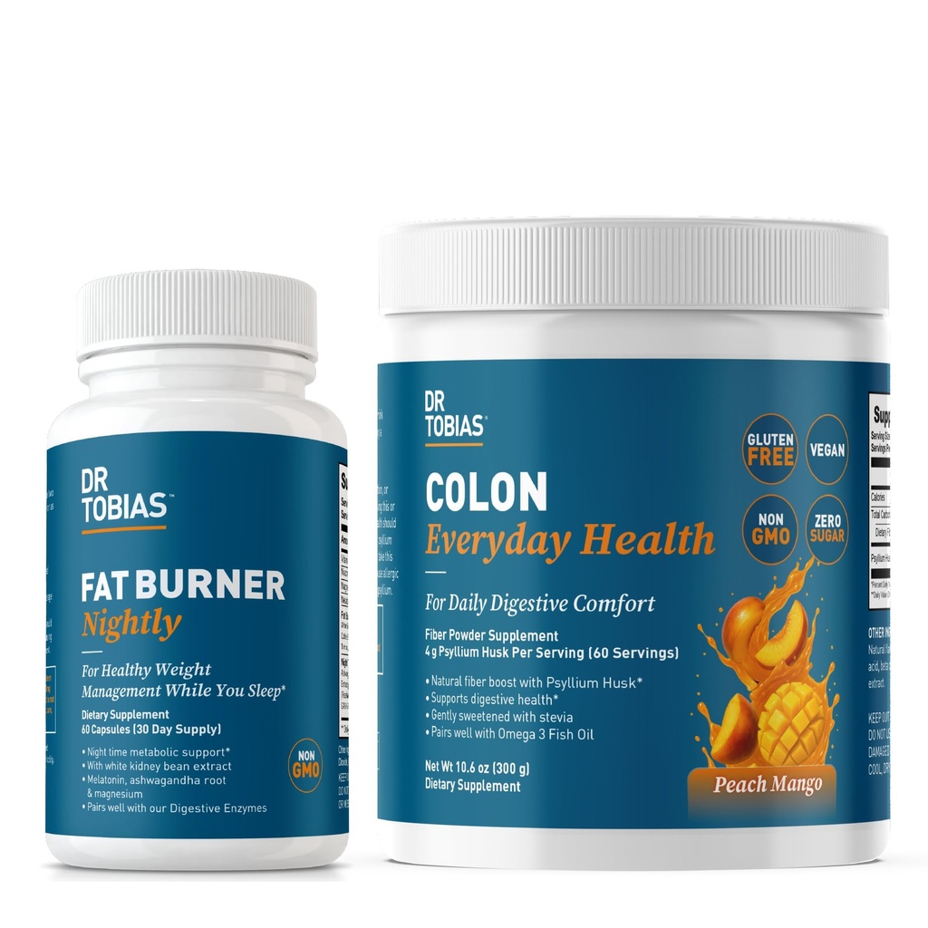 Dr. Tobias Fat Burner Nightly & Colon În fiecare zi sănătate Peach Mango 
