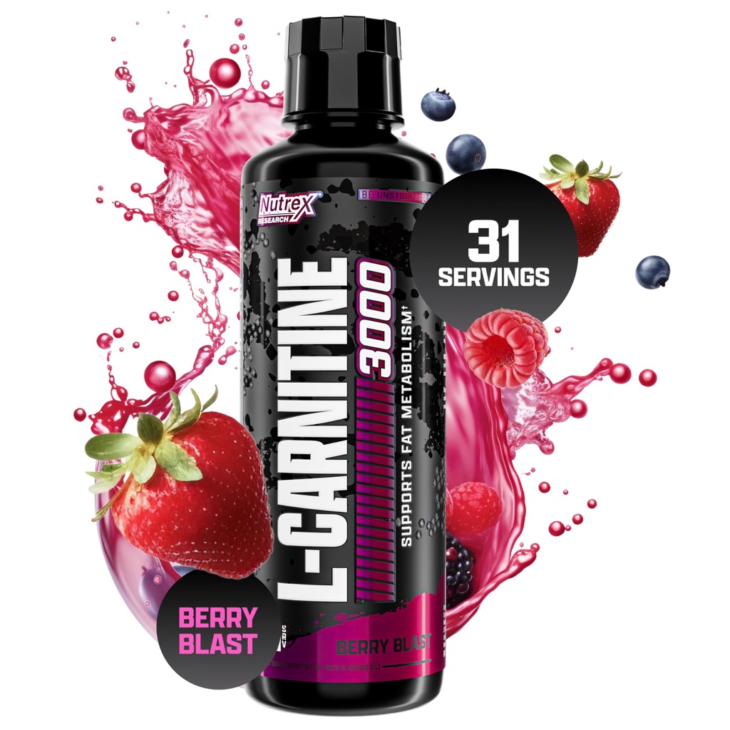 Nutrex Cercetare L-Carnitina 3000 (31 serviri, Berry Blast) 