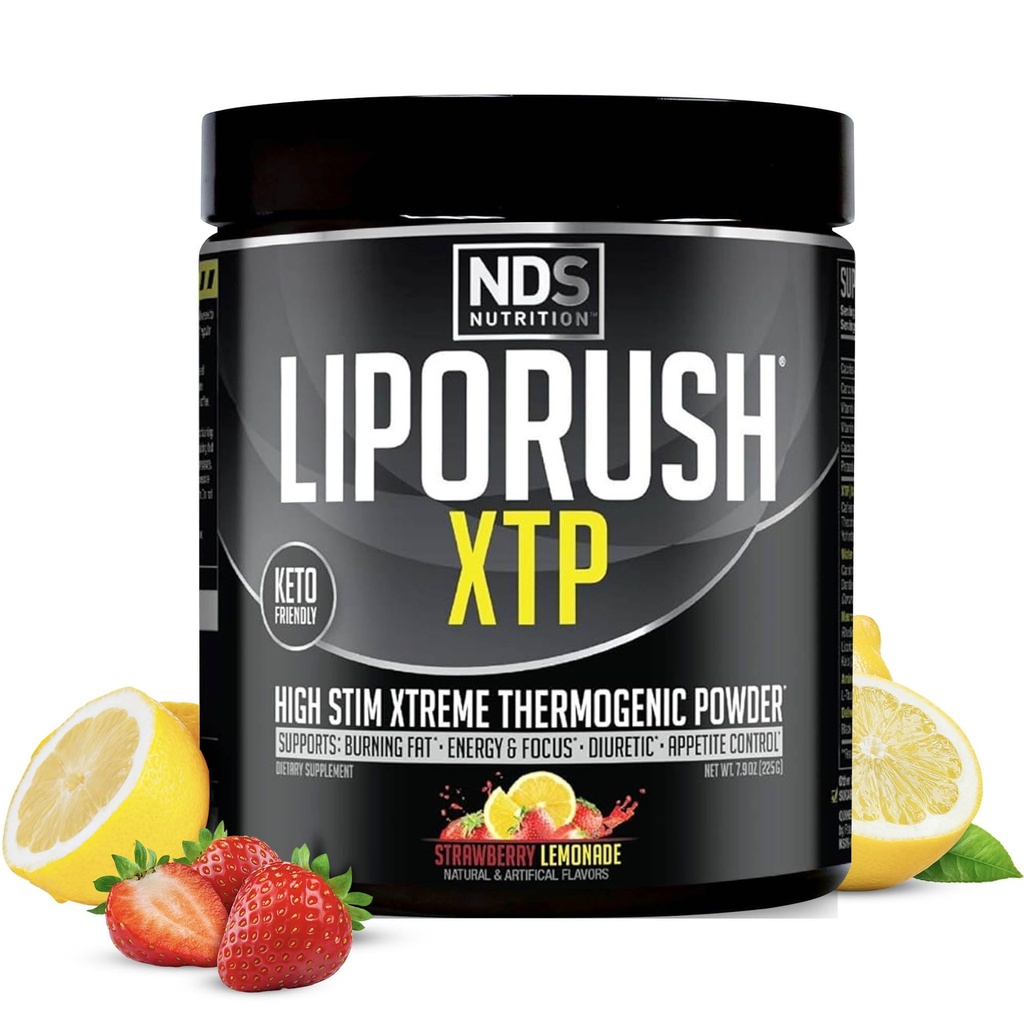 LIPORUSH NDS Nutriție XTP Fat Burner cu L-Carnitina - Energie, Focus, și controlul apetitului - Extreme termogenic Fat Fat ardere pierdere în greutate - Limonadă de căpșuni (45 Serviri)