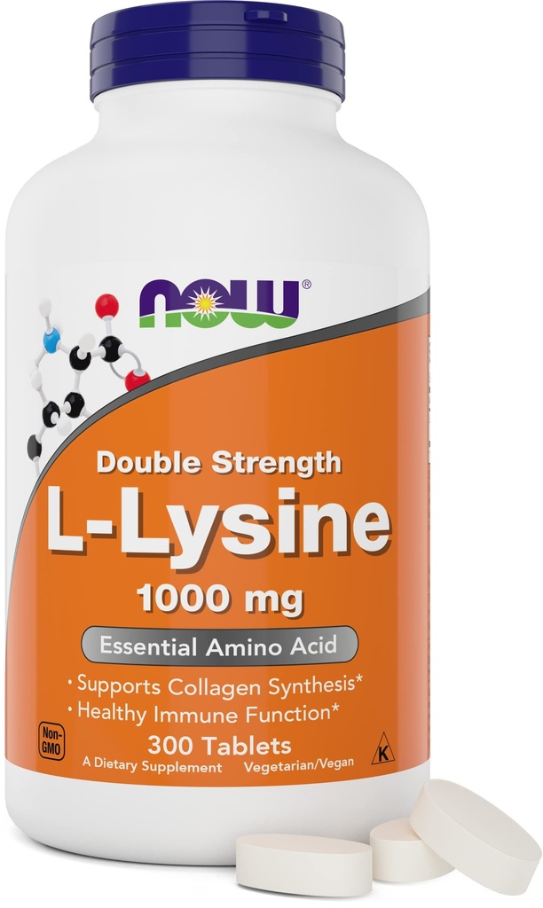 Acum alimente L-Lysine 1000mg - Dublu de putere - 300 comprimate - non-GMO Aminoacid Supliment (Lysine Hydrochloride) - 1000 mg Tabs - Vegan / Vegetarian