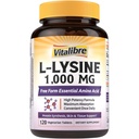 Vitalibre L-Lysine 1000 mg, HCl L-Lysine cu potenţă mare, Aminoacid fără formă esenţială, Sinteza proteinei şi a colagenului, Suport imun, Absorbţie maximă, Vegan, 120 comprimate