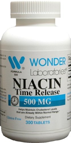 Wonder Laboratories High Potancy Time Release Niacin (Vitamina B3) 500 Mg 300 comprimate non-GMO, Gluten Free Supplement