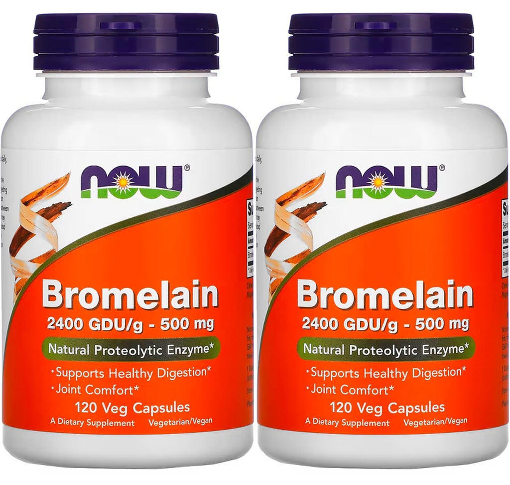 Acum alimente Bromelain 2400Gdu/500mg, 120 Veg Capsule (Pachet de 2)