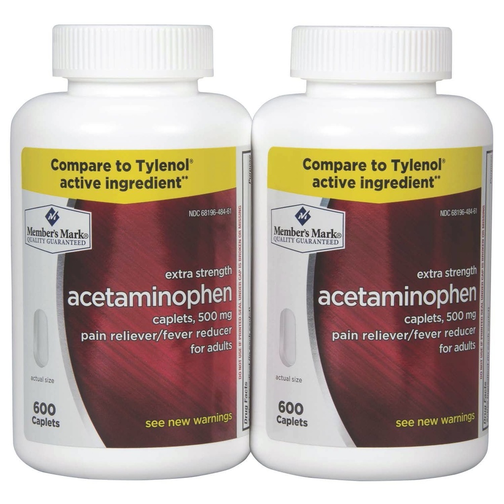 Membri Mark Acetaminofen, 1200 Caplets, Pain Reliever, 500 mg