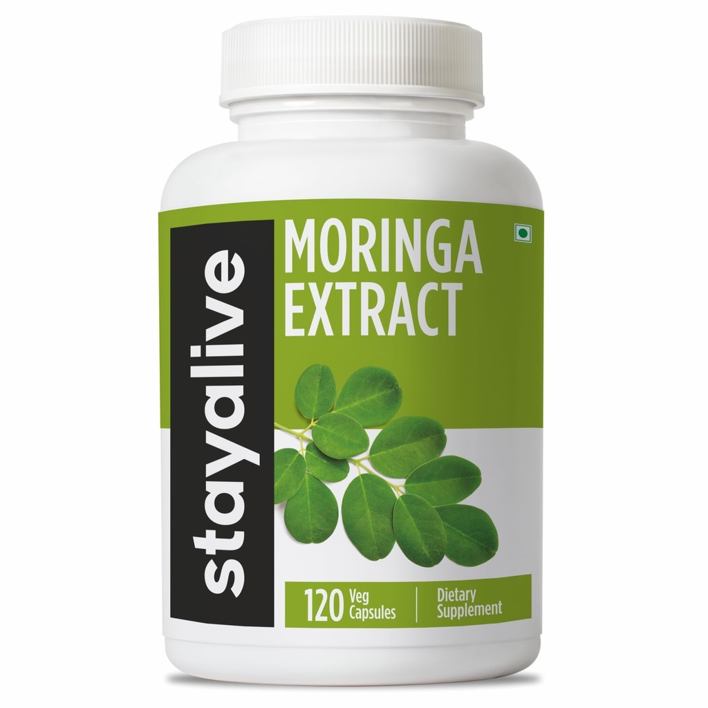 STAY ALIVE Moringa capsule 1000mg, 20:1 Extract, 120 pastile, Green Superfood cu putere suplimentara, 100% Pure Oleifera Leaf pulbere, 2 luni de aprovizionare, toate naturale, non-GMO & gluten gratuit Moringa supliment