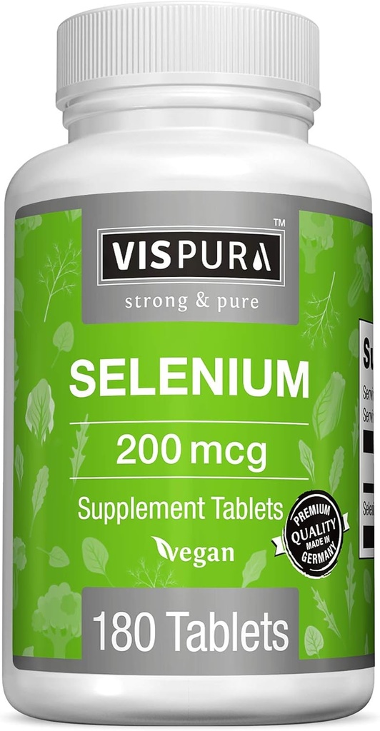 Seleniu 200 mcg Supliment, 180 Vegan tablete pentru sistemul imunitar, tiroidă, prostată și Heart Health*, Organic, Natural & Gluten gratuit Trace Minerale fără aditivi