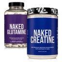 NAKED Pure Micronized Creatin Monohidrat 200 Servings + Pure L-glutamine 240 Capsule Bundle: Vegan, Non-GMO, Gluten Free. Minimizează descompunerea musculară și îmbunătățește sinteza proteică. Nimic artificial.