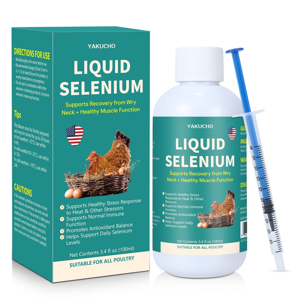 Seleniu lichid pentru păsări de curte sprijină funcția musculară răspuns stres echilibru imun suport antioxidant potrivit pentru toate păsările de curte 3.4 fl oz