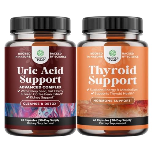 Bundle de cafea verde Bean Extract pentru acid uric Curățat & dezintoxicare cu tartă turmeric Cherry & Seminte de telina si Herbal tiroida Complex cu L Tyrosine, Bladderwrack, Seleniu & Ashwagandha pur