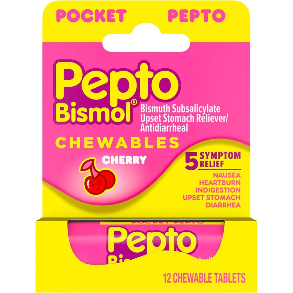 Pepto pentru a merge Chrry Chew 12 Dimensiune Pepto 12ct pentru a merge Cherry Chewable 12ct