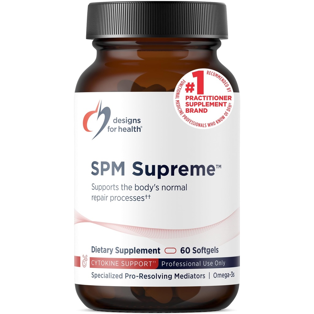 Proiectări pentru sănătate SPM Supreme - 3 Mediatori specializați Pro-Rezolvare din ulei de pește - Omega 3 Acid gras, ulei de pește SPM (60 Softgels)