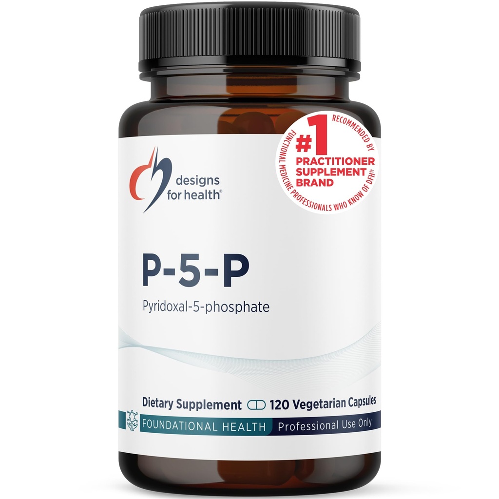 Design-uri pentru sănătate P-5-P - 50mg vitamina B6 (P5P Pyridoxal-5-Phosphat) Supliment - Non-GMO, Vegan B-6 (120 capsule)