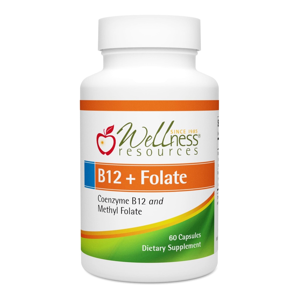 Resurse de wellness B12 şi Suplimentul Folate - Metil B12 1000 şi Folat metilat pentru absorbţie mare, gluten gratuit, supliment de suport imun, B12 şi Folat pentru MTHFR, 5-MTHF