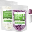 XPRS Nutra Vegan Dimensiune 00 Capsule separate - 500 capsule Premium separate în pungi - 00 pastile goale pentru umplere suplimentară DIY (Lavandă/White)