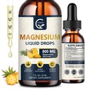 (2 ambalaj) Magneziu Glicinate Picături lichide 1000 mg Complex de magneziu lichid cu D3, L-Thea & GABA pentru energie, somn, nervi și sănătate cardiacă, absorbție ridicată, aroma de Ananas