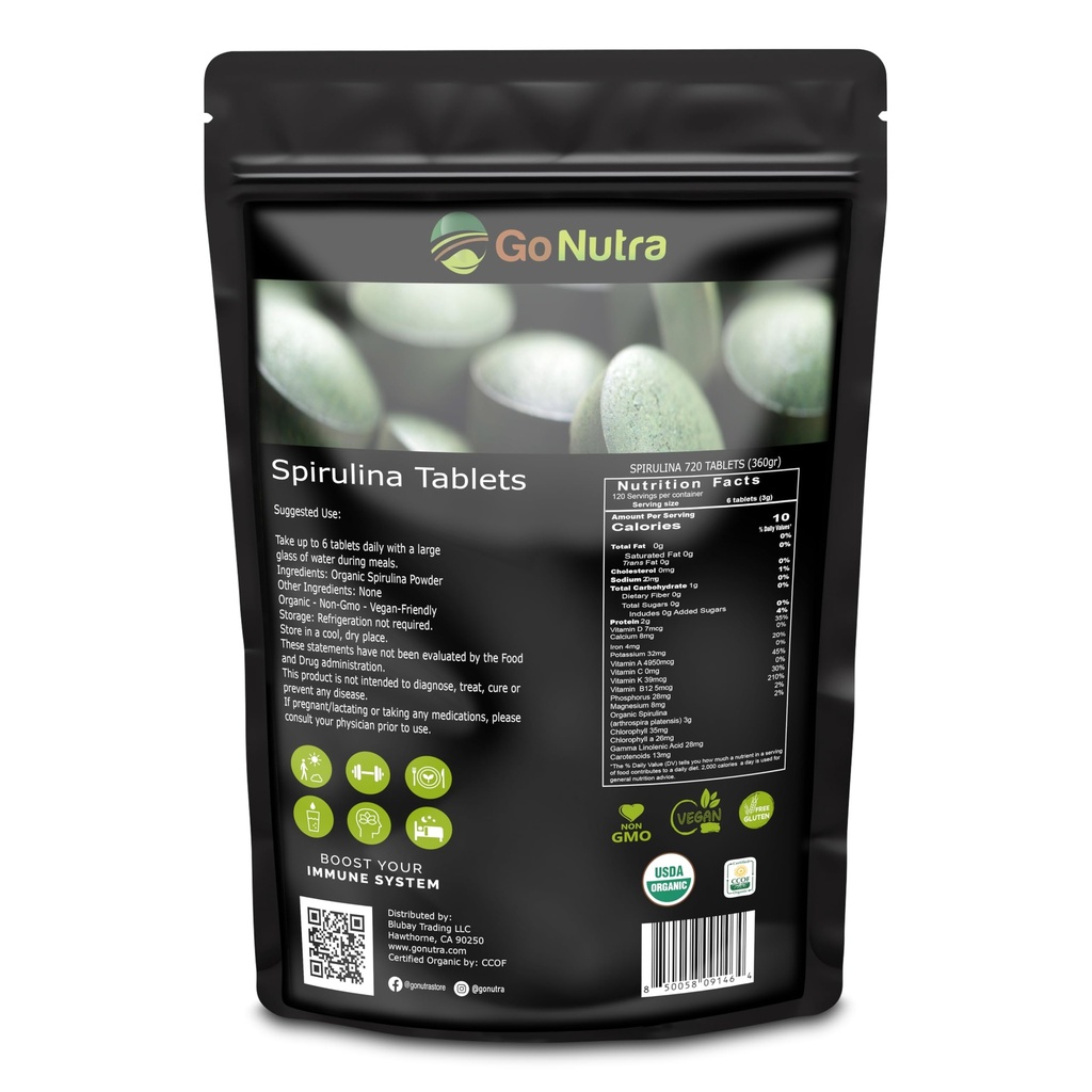Du-te Nutra Organic Spirulina Tablets 