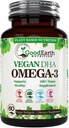 Ulei de alge - Vegan DHA Omega 3 Suplimente de ulei de pește - Brain Booster, Supplement & Vitamina prenatală -Providees Healthy Heart & Immune - Burpless Algae Supliment - 60 Mini Fish Softgels