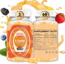 L-Lysine Gummies 1000mg - L-Lysine Suplimente pentru copii si adulti - Lip and Cold Sore* Support for Women - Chembable Lysine Gumies with Vitamin B12 - Vegan, Non OMG, Gluten-free, 120 Counts