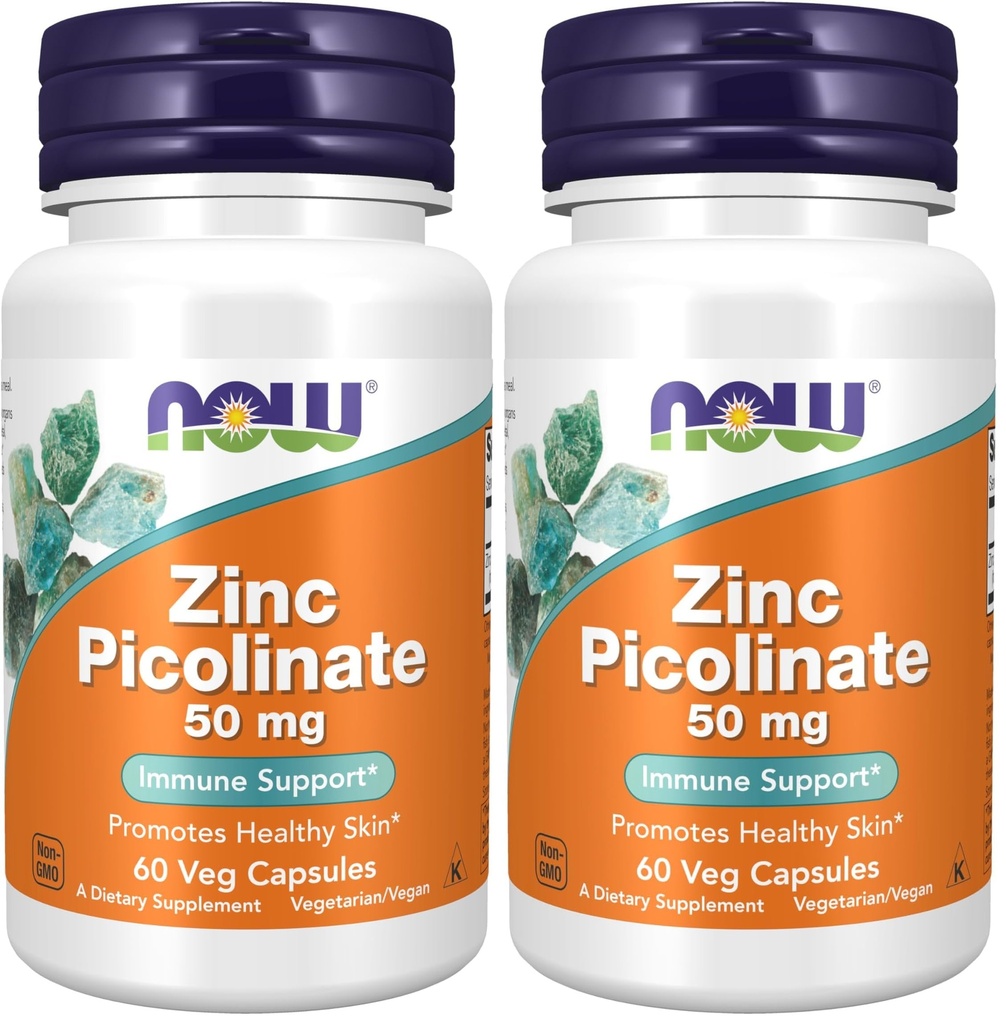 Acum Suplimente, Picolinat de zinc 50 mg, Susţine funcţiile enzimatice*, Suport Imun*, 60 Capsule de legume (Pachet de 2)