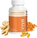 Vitality Golden Turmeric Curcumin Capsule - Platinum Blend cu 95% Curcuminoide, Glucosamină, Chondroitin, MSM & BioPerine - Suport comun & osos - 60 Conte, 30 zile de aprovizionare