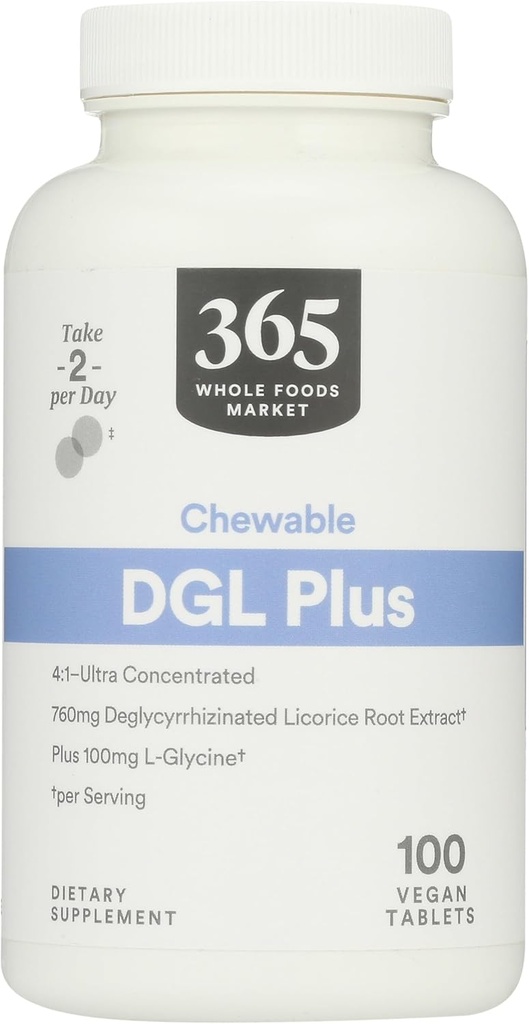 365 de Whole Foods Market, DGL Plus Tablete masticabile, 100 comprimate