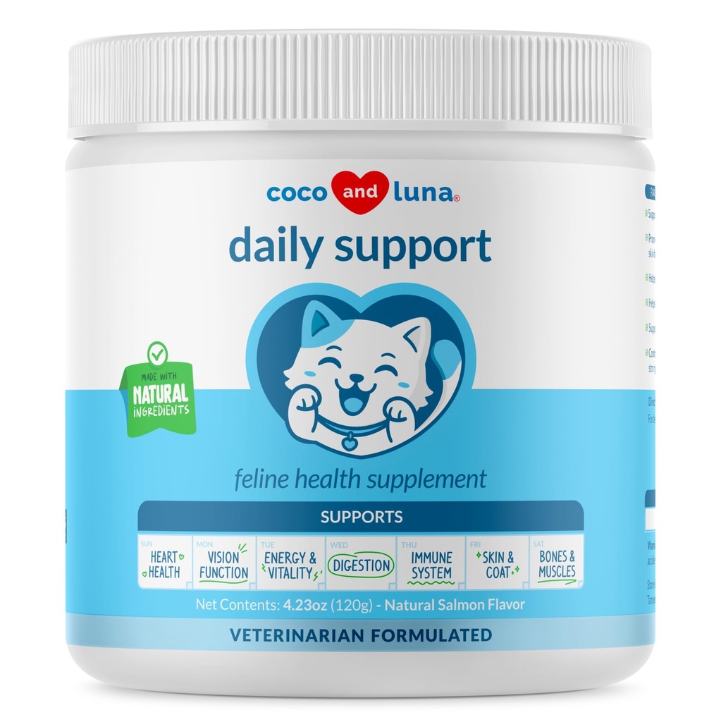 Multivitamine pentru pisici - 4oz pulbere - L-Lysine, Taurina, și Spirulina pentru suport imunitar și sănătatea ochilor - ulei de pește și vitamine pentru piele și inima de sănătate. (pentru pisici)