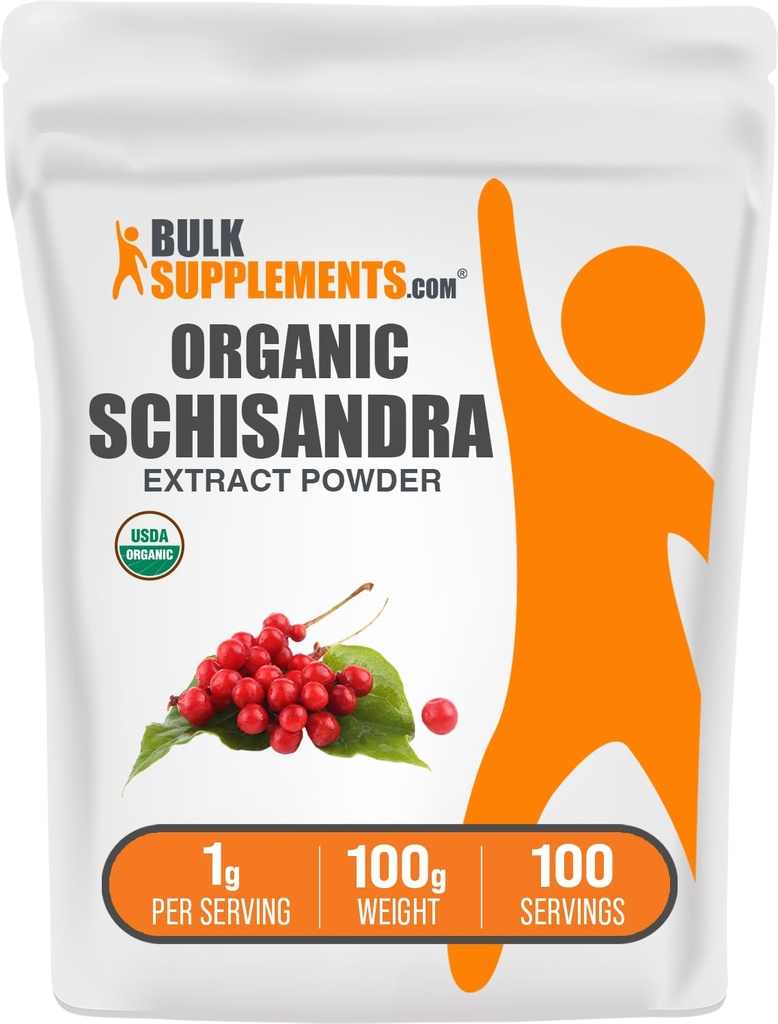 BulkSupplements.com Organic Schisandra Extract pulbere - Schisandra Supliment, de la Schisandra Berries, Herbal Supplement - Gluten gratuit - 1g per Serving, 100g (3.5 oz) (Pachet de 1)