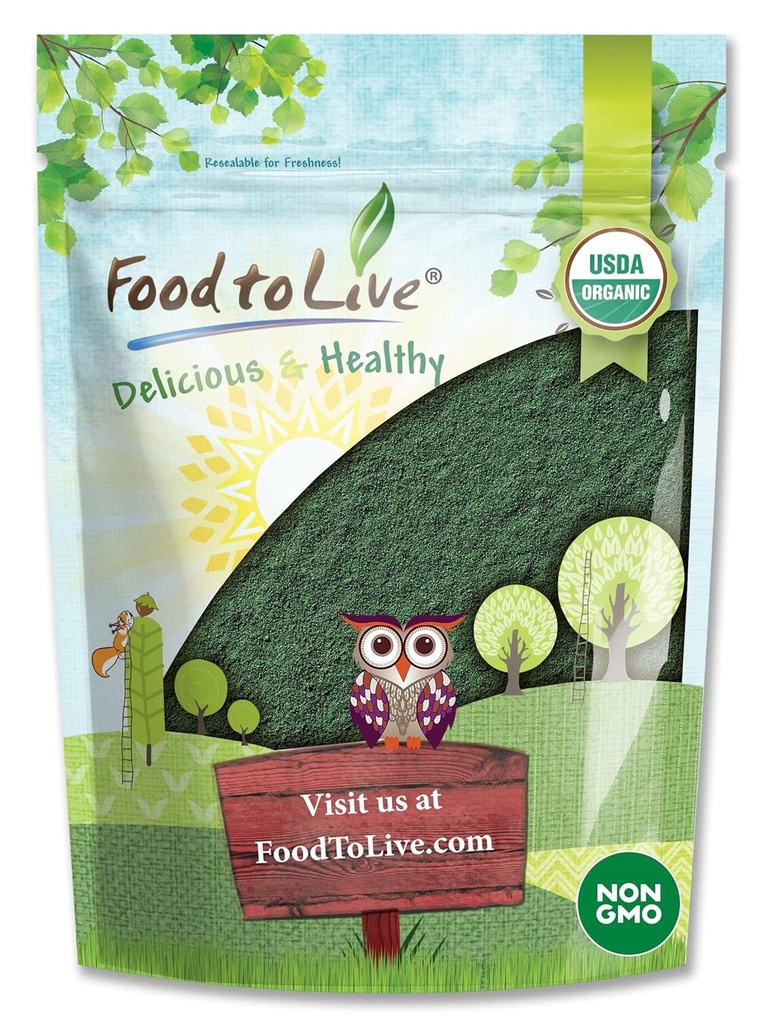 Alimente pentru a trăi organic Spirulina Powder, 4 Lire de lire sterline, non-GMO, Kosher, Raw Blue-Green Algae, Vegan Superfood, vrac, non-iradiate, pur Vegan Green Proteina, bogat în vitamine și minerale, mare pentru băuturi