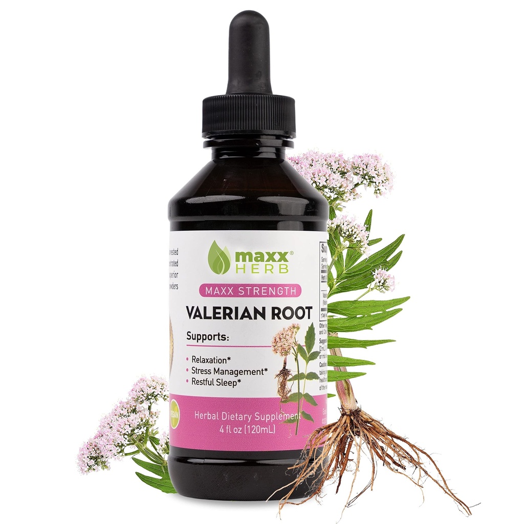 Maxx Herb Extract de rădăcină valeriană - putere maximă, lichid valeriană rădăcini absorb mai bine decât capsulele, pentru relaxare și somn odihnitor, alcool gratuit - 4 Oz Sticla (60 Servings)
