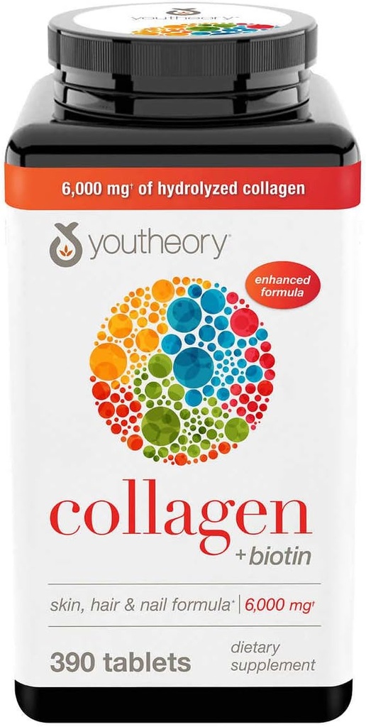 Youtheory Colagen Plus Biotin, 390 comprimate (5 ambalaj)