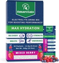 Smart Manânca praf electrolit - 1,690 mg Electroliti, 9 Minerale esentiale si vitamine, 5 antioxidanti, Hidratare rapida si energetica, proiectata de doctori, <1 Zahăr Gram, Aroma Berry - 30 Pachete
