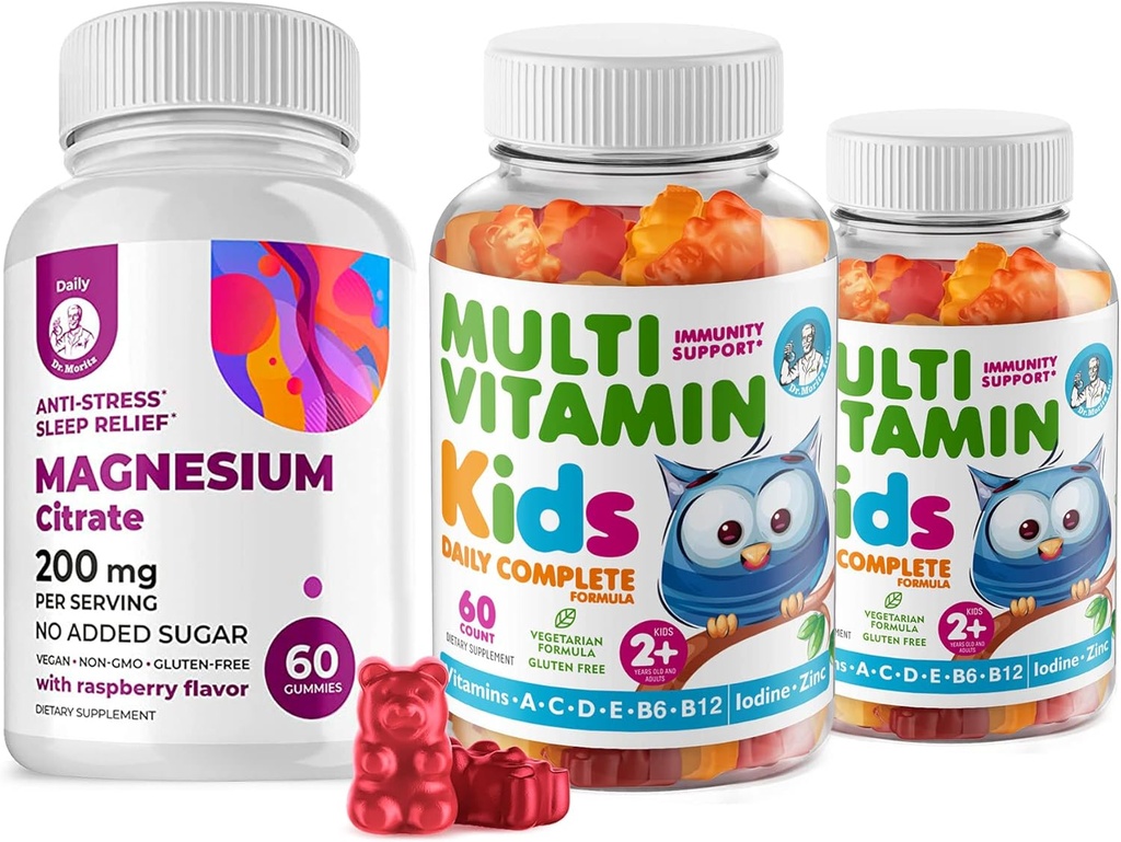 Copii Multivitamine Gummies 14 Vitamine esentiale și gume de magneziu Zahăr-Free - Supliment zilnic Vitamina A,C,D,E Vegetarian B6&B12,Zinc,Biotina cu zahăr-gratuit de magneziu Chews pentru copii &Adulți