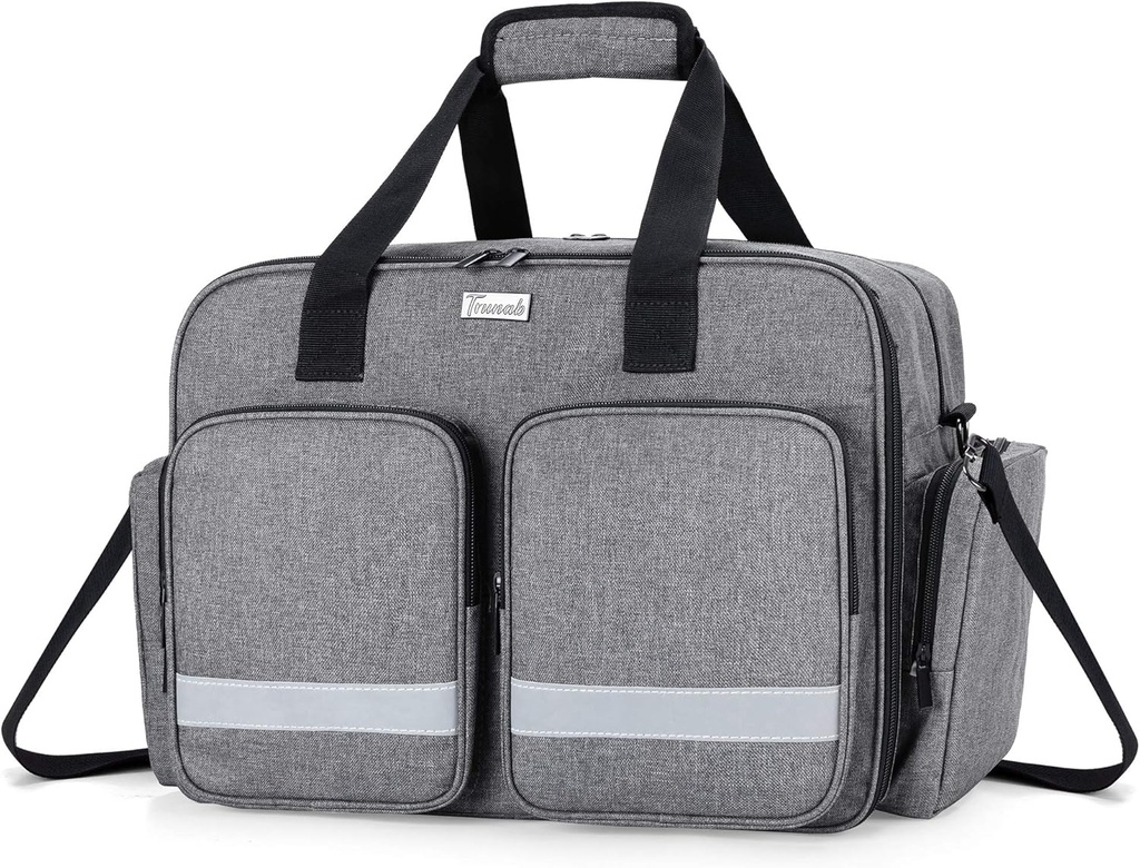 Trunab sac medical - gol prima geanta de ajutor pentru asistenta medicala, doctor, paramedic - Home Care asistenta medicala sac cu strat capitonat pentru Laptop - brevetat design - gri