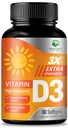 Vitamina D3 5000 UI Softgels (125 mcg) - Supliment alimentar suplimentar Vitamine D-3 pentru oase, dinţi, sănătate musculară şi suport imunitar, absorbţie rapidă Mini D Softgel, non-GMO, gluten gratuit - 60 Conte