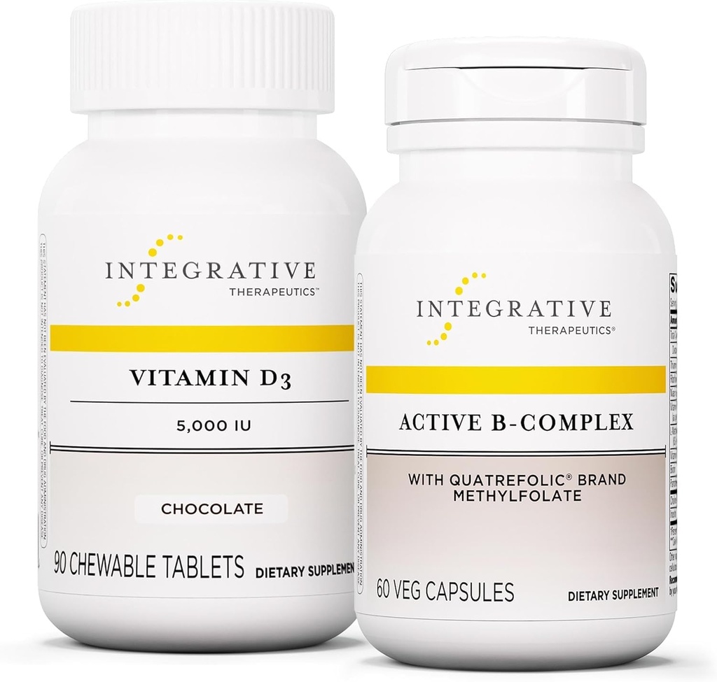 Terapice integrate Bundle cu active B- Complex, 60 capsule & vitamina D3 125 mcg, 90 Masticuri - Active B- Complex pentru a sprijini metabolismul energetic * - Vitamina D3 pentru a sprijini sănătatea osoasă