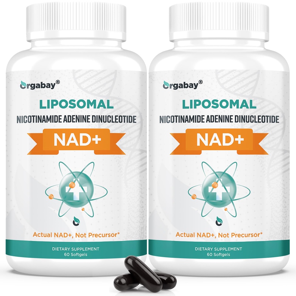 Orgabay Liposomal NAD. Supliment 500 mg, Absorbţie mare, Boost NAD+ cu TMG 250 mg, actual NAD Plus mai eficient decât Nicotinamida Ribozida, suport energie celulară, îmbătrânire sănătoasă 120 Softgels