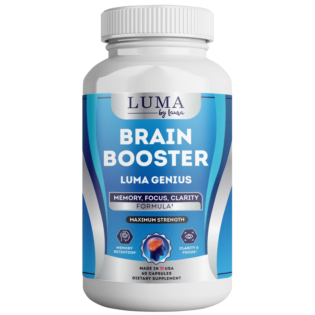 Supliment de suport pentru creier pentru Claritate, Memorie, Mood, Focus, Performanță mentală - Nootrop natural pentru funcția cognitivă - cu GABA și extract de ceai verde - 60 capsule