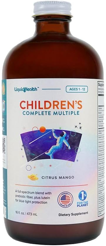 LIQUIDHEALTH Copiii complet lichid Multivitamine pentru copii, copii mici - Vitamine esentiale, Nutrients & Minerale, Suport imun, Sanatate Gut - Made in USA, Vegan, Non OMG, Sugar-free (16 oz)