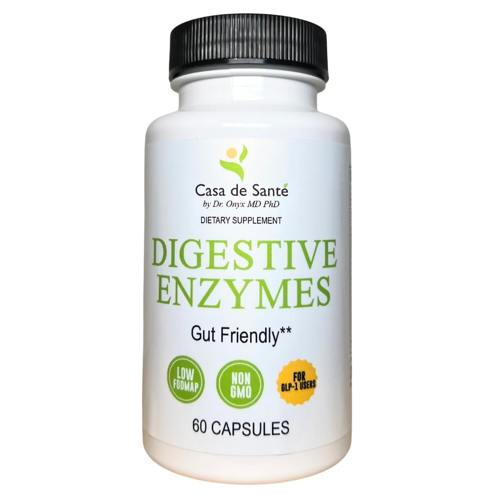 Casa de Sante FODMAP Enzime digestive, Nu Inulina mare, Keto Carnivore Intolerance Support, 18 Multi Enzime Amylase Bromelain Lipase Lactase Protează Papain Alfa galactozidaza, More - Nu OMG
