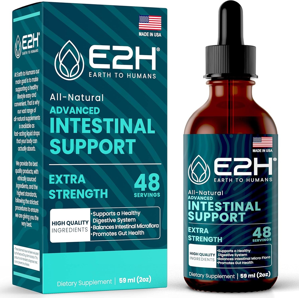E2H Advanced Intestinal Supplement - Natural Intestinal Curățare și Digestive Curățare Supliment - Wormwood și extract negru de nuc - non-GMO, Vegan - 2 Fl Oz
