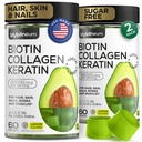 Biotina si Colagen Gumiile Peptide pentru cresterea parului, piele si unghii 120 buc (2 ambalaj) - 82000 Mcg - Biotin Chewables cu Keratina Max Putere - Gume de frumusete pentru femei si barbati - Sugar Free, Non-GMO