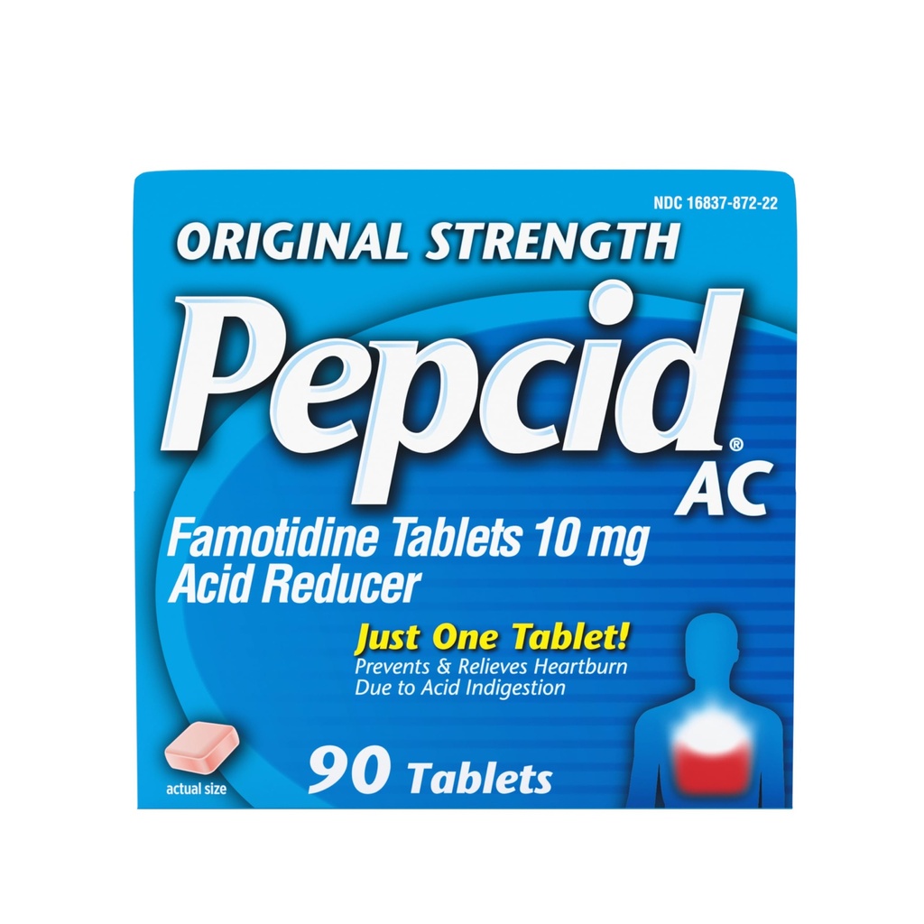 Pepcid AC Concentraţia iniţială Arsuri în capul pieptului Tablete de relief, OTC Medicină Preveni şi Relieves Arsuri în capul pieptului Datorită acid indigestie & Stomac acru, 10mg Famotidină Acid Reductor, Fast-Acting, 90 ct