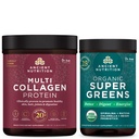 Nutritie antica Multi Colagen Pulbere Proteina, Nearomate, 60 Serviri + Supergreens Pulbere, Aroma Verzilor, 25 Serviri